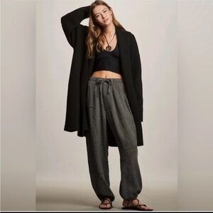 Anthropologie Long Black Wool Blend Cardigan/Coat One Size